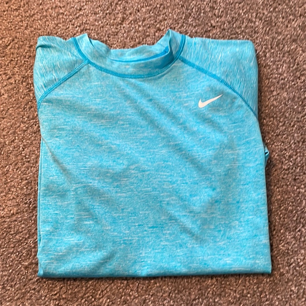 Nike Dry Fit Mens Short Sleeve T shirt - aqua blue